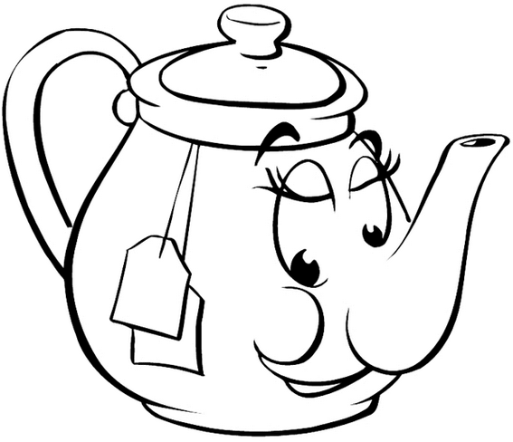 Teapot coloring and activity page for kids