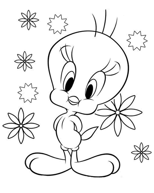 Tweety bird canary coloring pages for kids