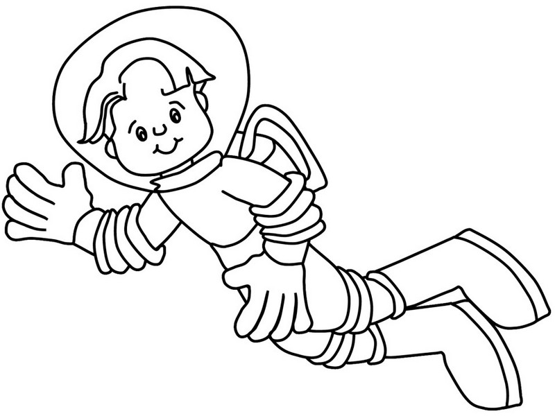 astronaut in outer space coloring sheet