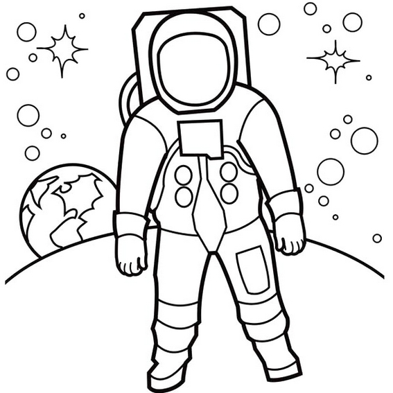 astronaut stars and planets coloring pictures