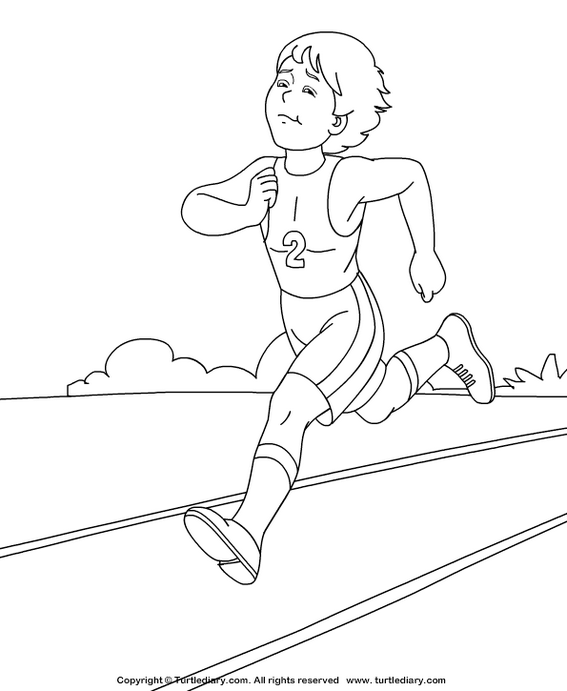 athlete running coloring and activity page