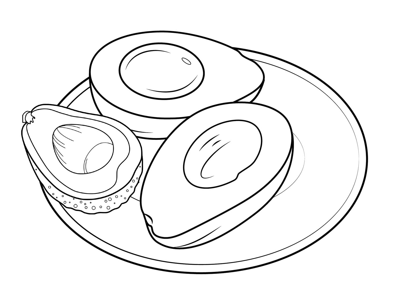 avocado in a plate coloring page
