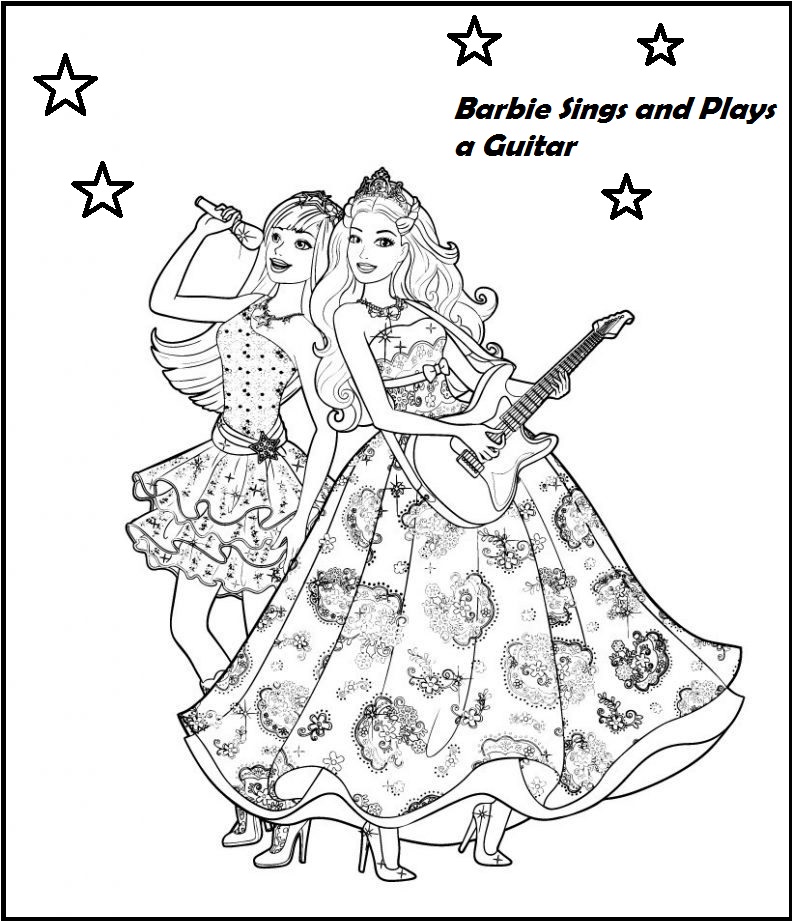 barbie princess singer coloring picture
