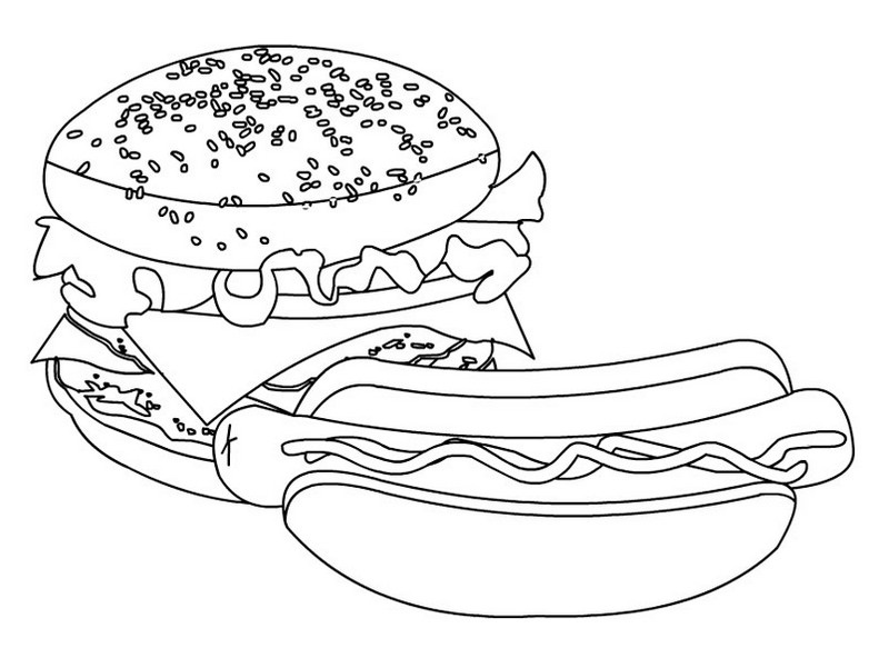 burger and hot dog coloring sheet