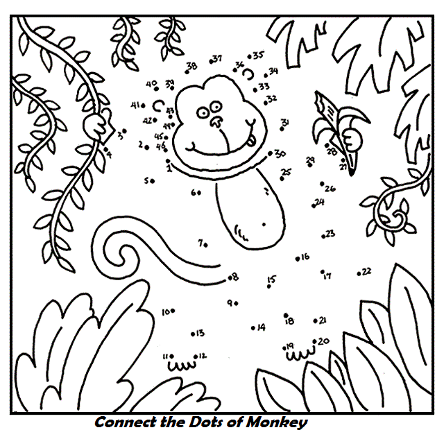 connect the dots monkey coloring page