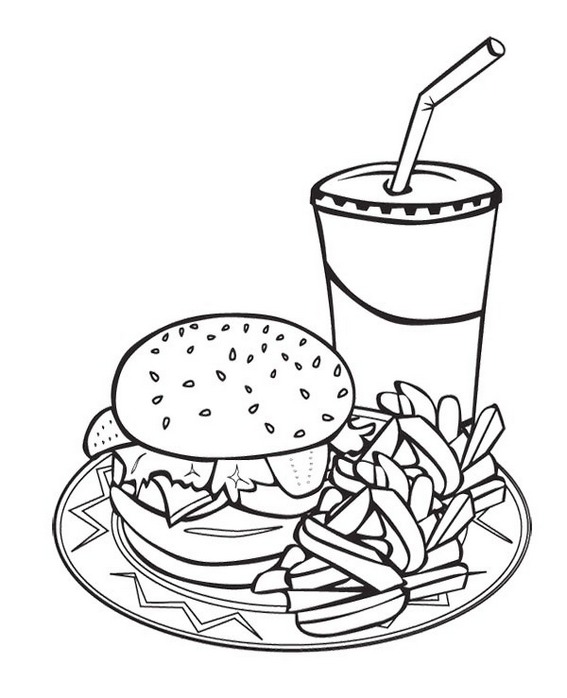 drinks and burger coloring pictures