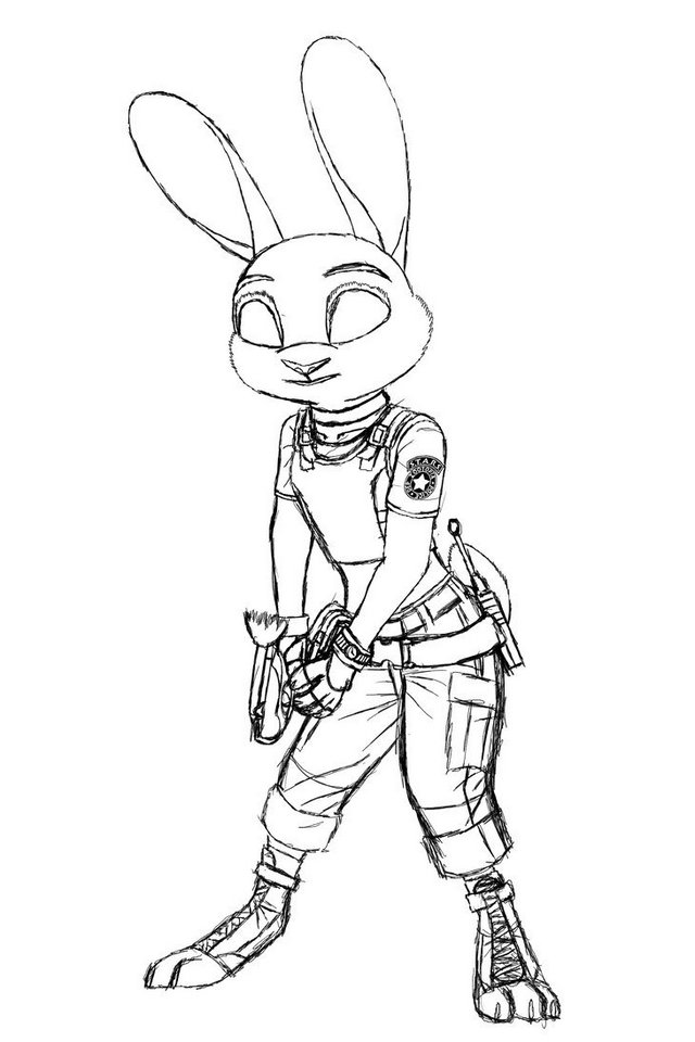 judy hopps from zootopia coloring and drawing page sketch