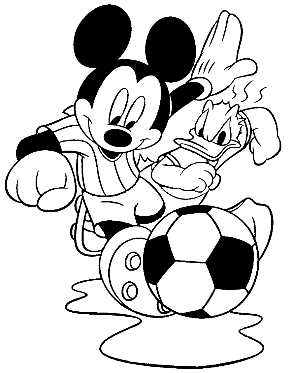 mickey vs donald soccer coloring page