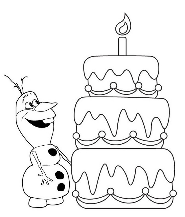 olaf and birthday cake coloring sheet