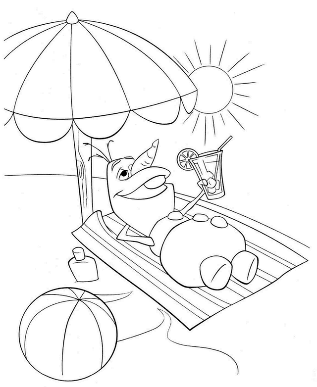olaf on the beach coloring page