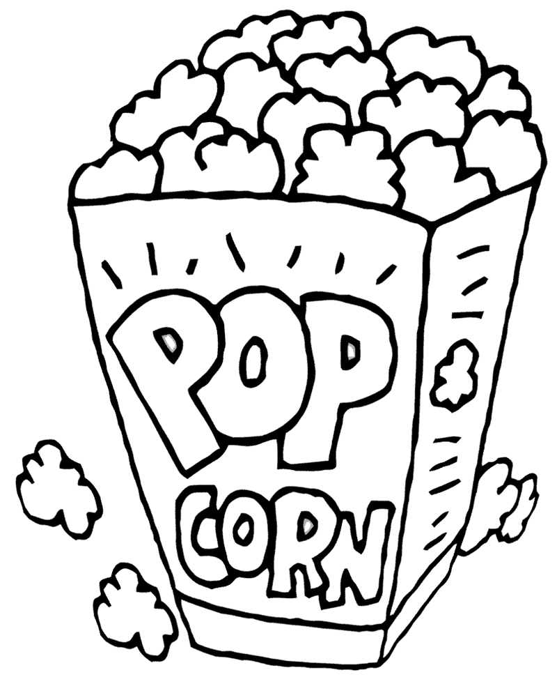 pop corn coloring printable page