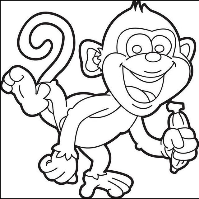 smile monkey coloring page printable