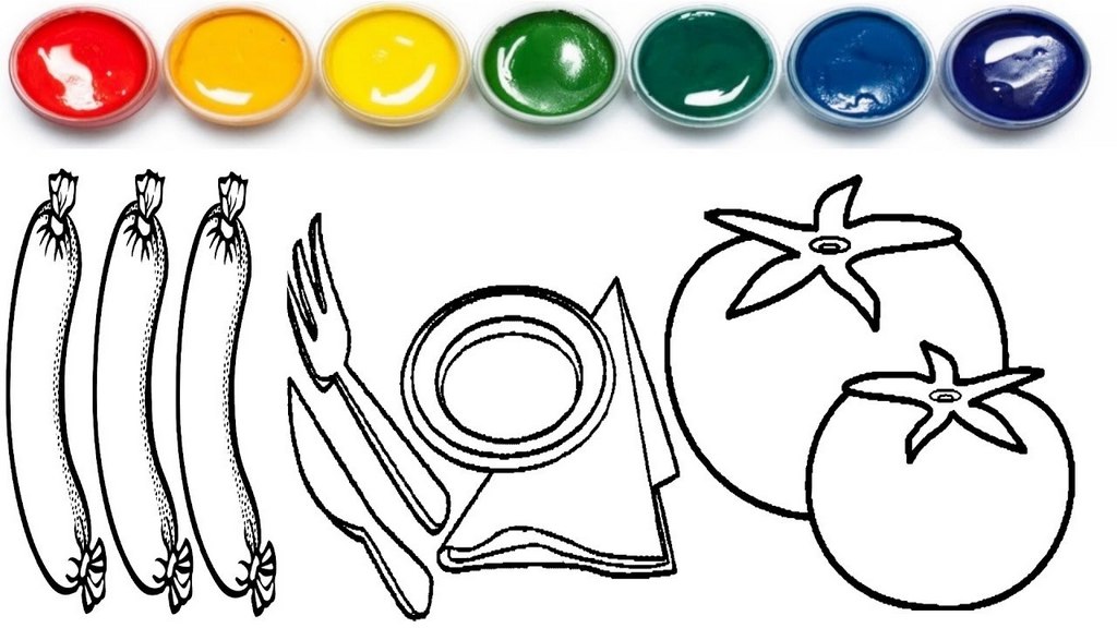 tomato coloring and drawing painting sheet