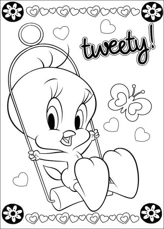 tweety cartoon yellow canary coloring page
