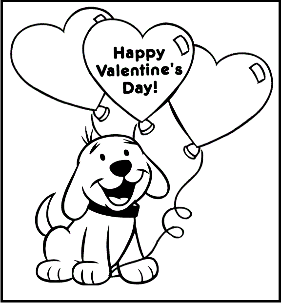 valentine day heart ballons coloring sheet