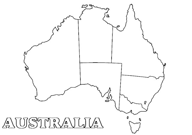 Australia Map Coloring Page