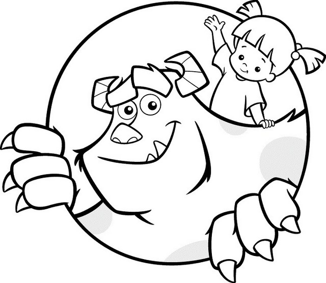 James P Sullivan and Boo from Monster Inc Coloring Page