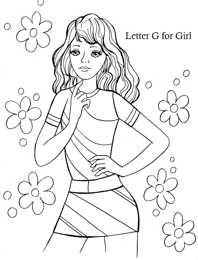 Letter G for Girl Coloring Sheet