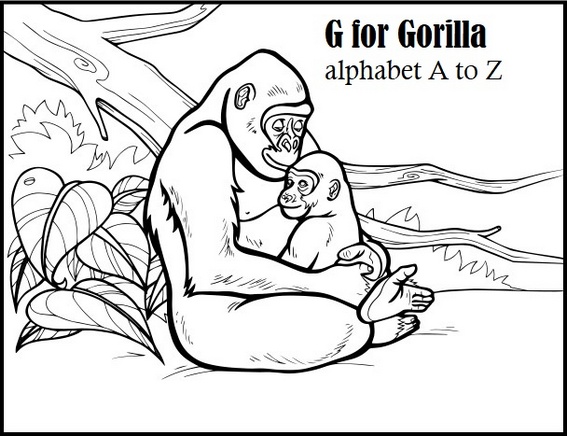 Letter G for Gorilla Coloring A to Z Alphabet Page