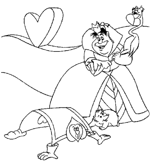 Queen of Hearts Alice in Wonderland Coloring Disney Page