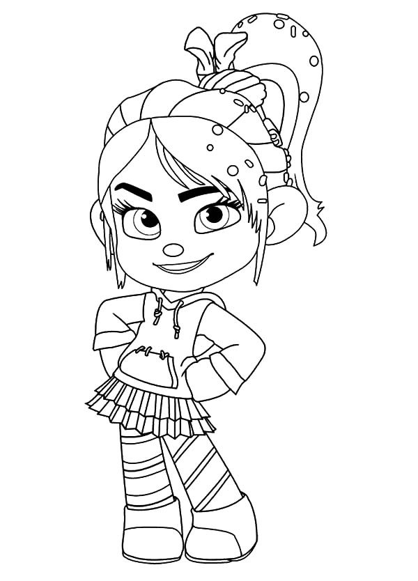 Vanellope Von Schweetz Driving Car Coloring Page Wreck it Ralph Coloring Picture for Children