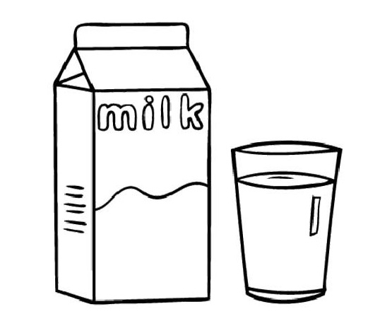 a box and a glass of milk coloring sheet