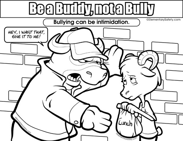 ant bullying coloring picture with a message be a buddy not a bully