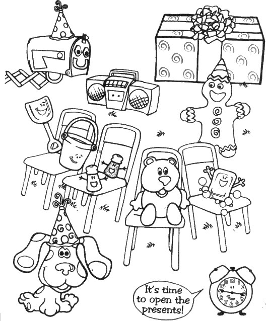 blues clues with presents coloring page