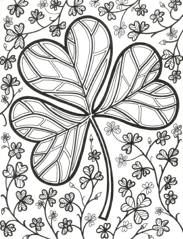 complicated shamrock coloring page