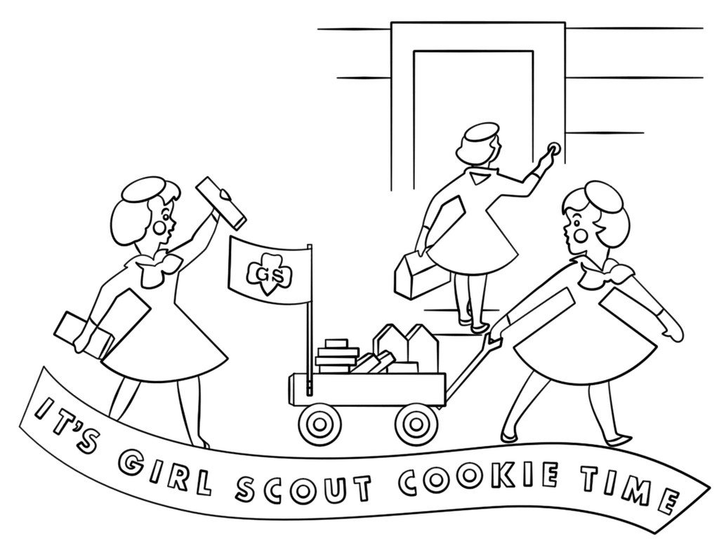 girl scouts cookie time coloring page