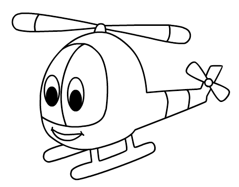 helicopter coloring and drawing page for children
