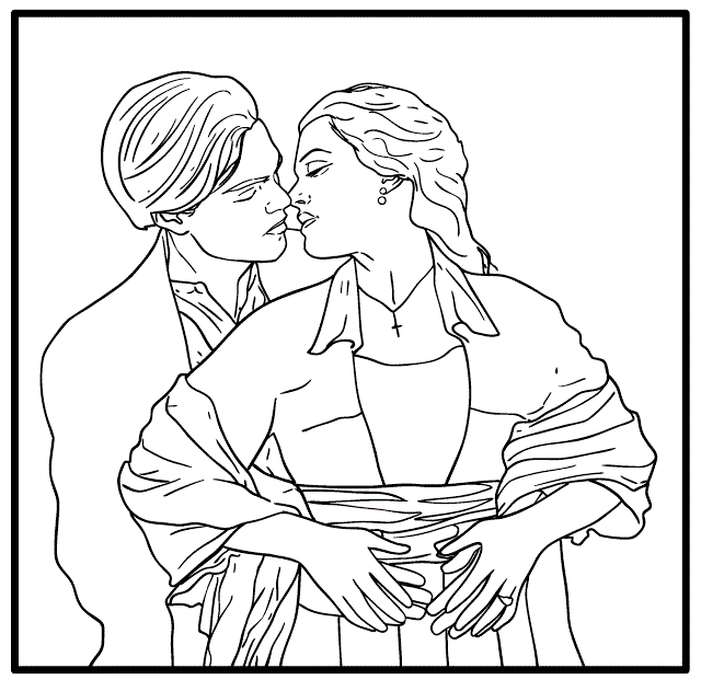 jack and rose titanic movie coloring page