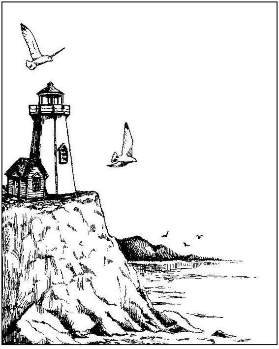 lighthouse coloring and sketch drawing page