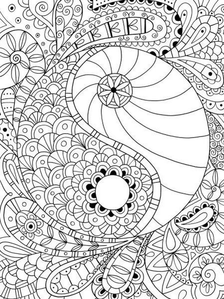 mandala yin yang coloring page