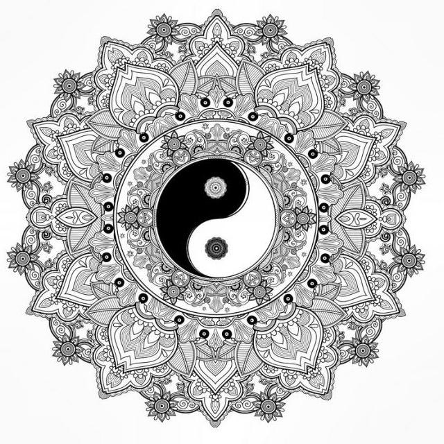 mandala yin yang coloring picture