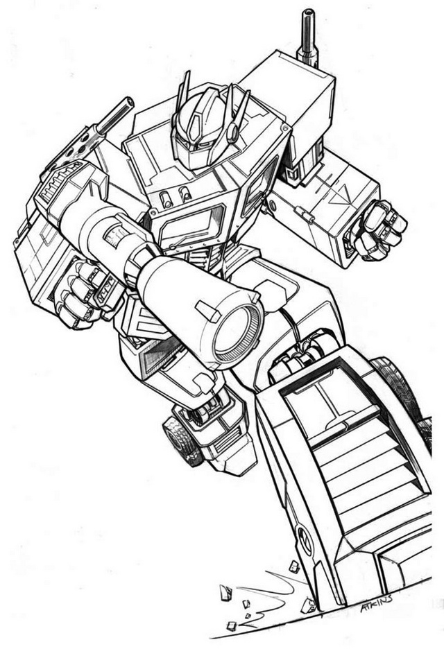 optimus prime in war coloring picture
