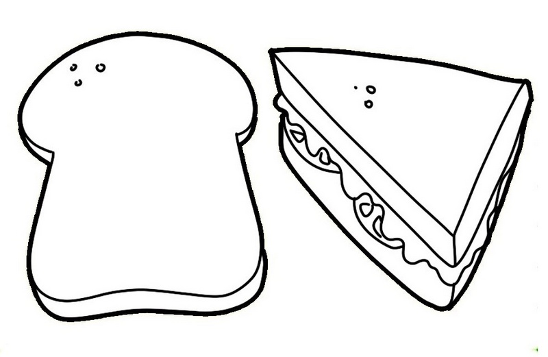 sandwich and slices of bread coloring page for kids