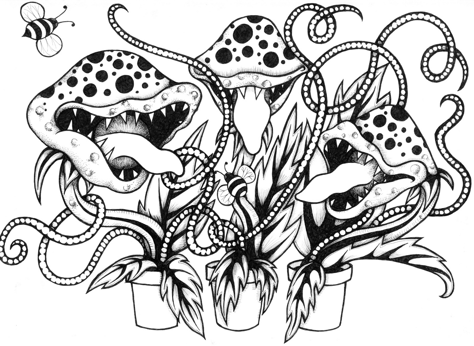 Venus Fly Trap Coloring Page Venus fly trap on pot coloring picture in 2020