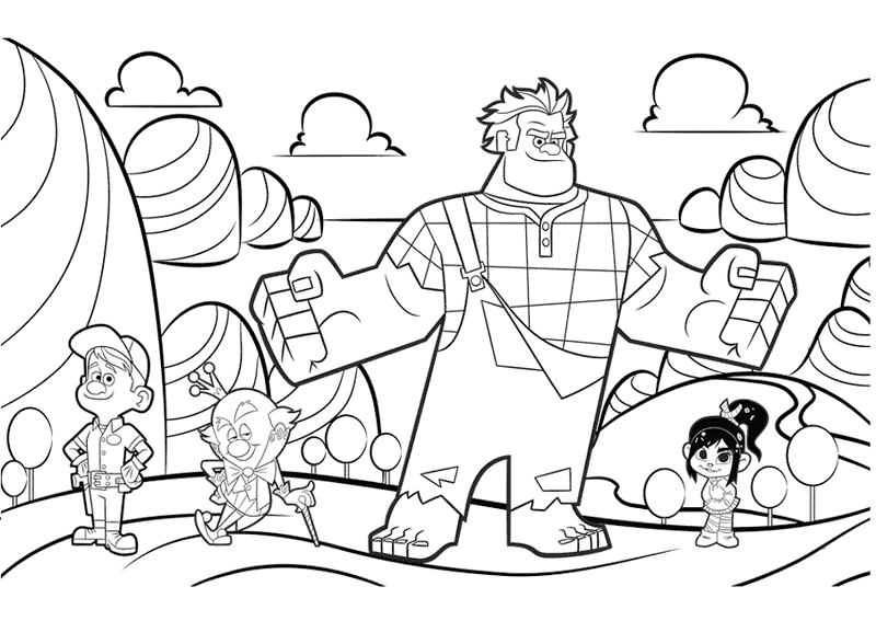 wreck it ralph characters coloring picture