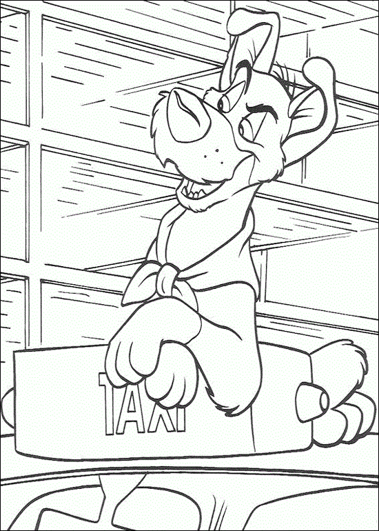 Dodger Riding Taxi colouring sheet Oliver and Company Picture