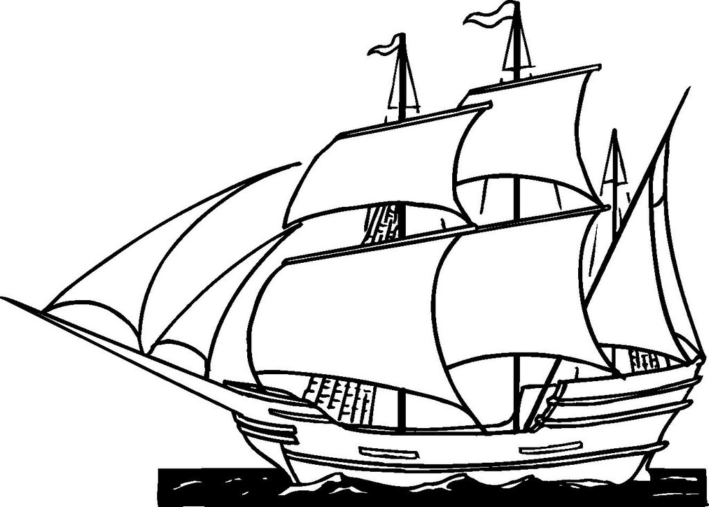 Realistic Sailboat coloring picture