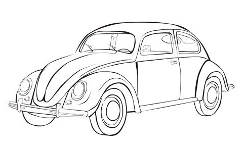 Vw Beetle iconic bug car Coloring Sheet