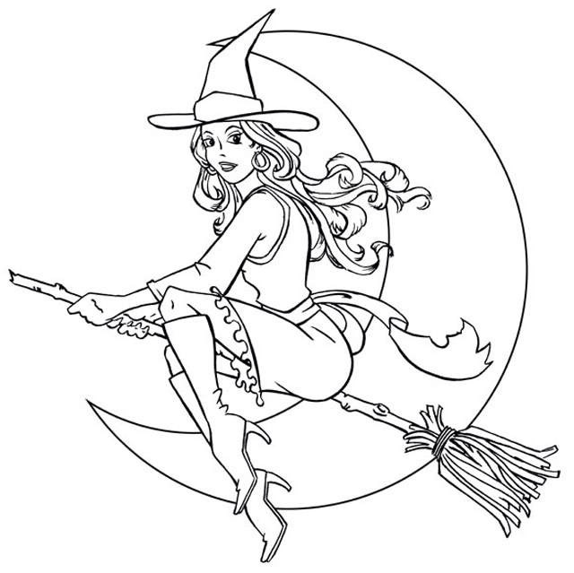 best witch moon coloring picture