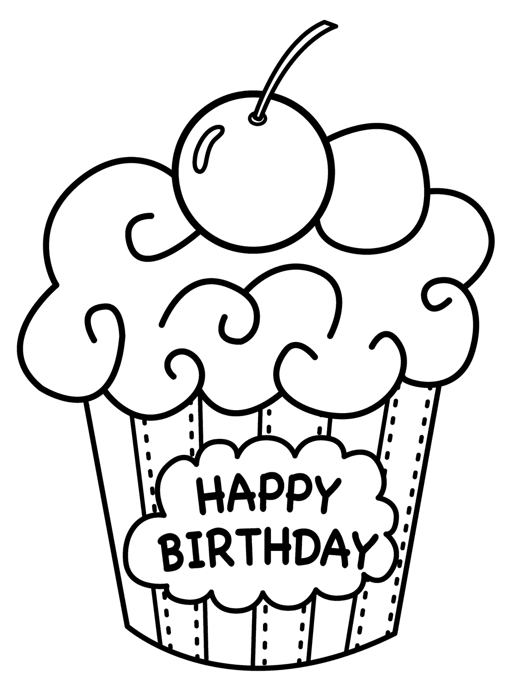 birthday cupcake coloring pages for kids