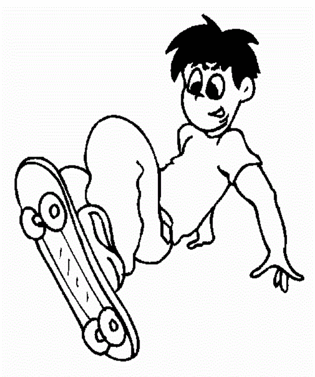 boy riding skateboard coloring sheet