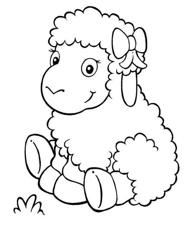 cute cartoon lamb coloring picture for kids
