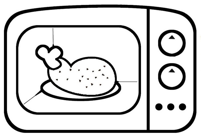 cute microwave cooking chickens coloring page for kids