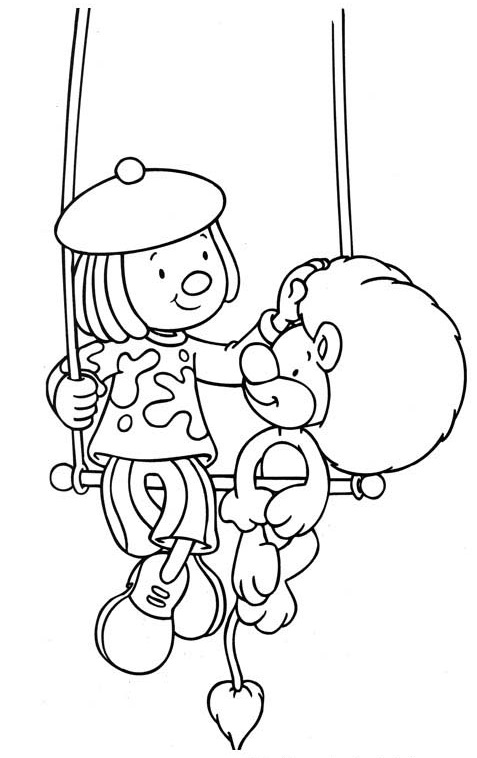 jojo circus and Goliath the Lion Coloring Sheet for Kids