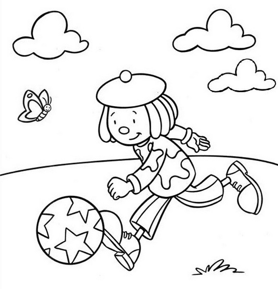 jojo circus playing football coloring picture