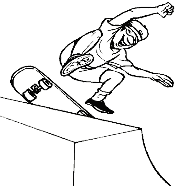 jumping off skateboard coloring picture